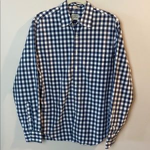 J Crew classic fit blue gingham pattern size m